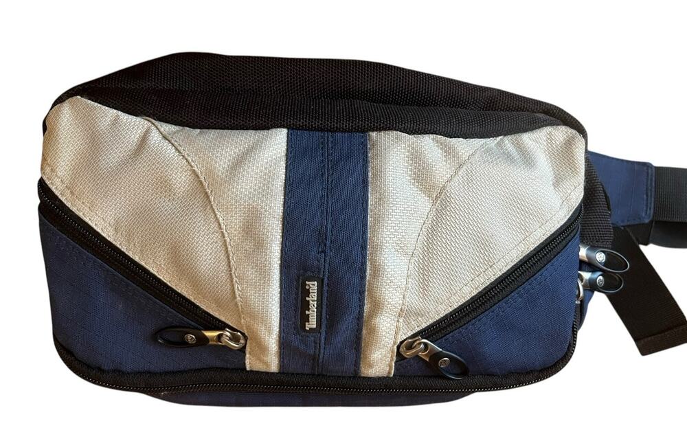 Timberland Sling Crossbody Bag Fannie Pack Navy Blue Gray Adjustable Pockets